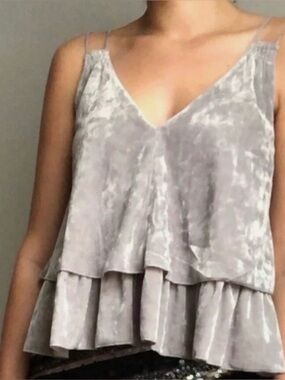 Dove gray Aerie Velvet Ruffle Y2K Cami Tank Top-  Size M